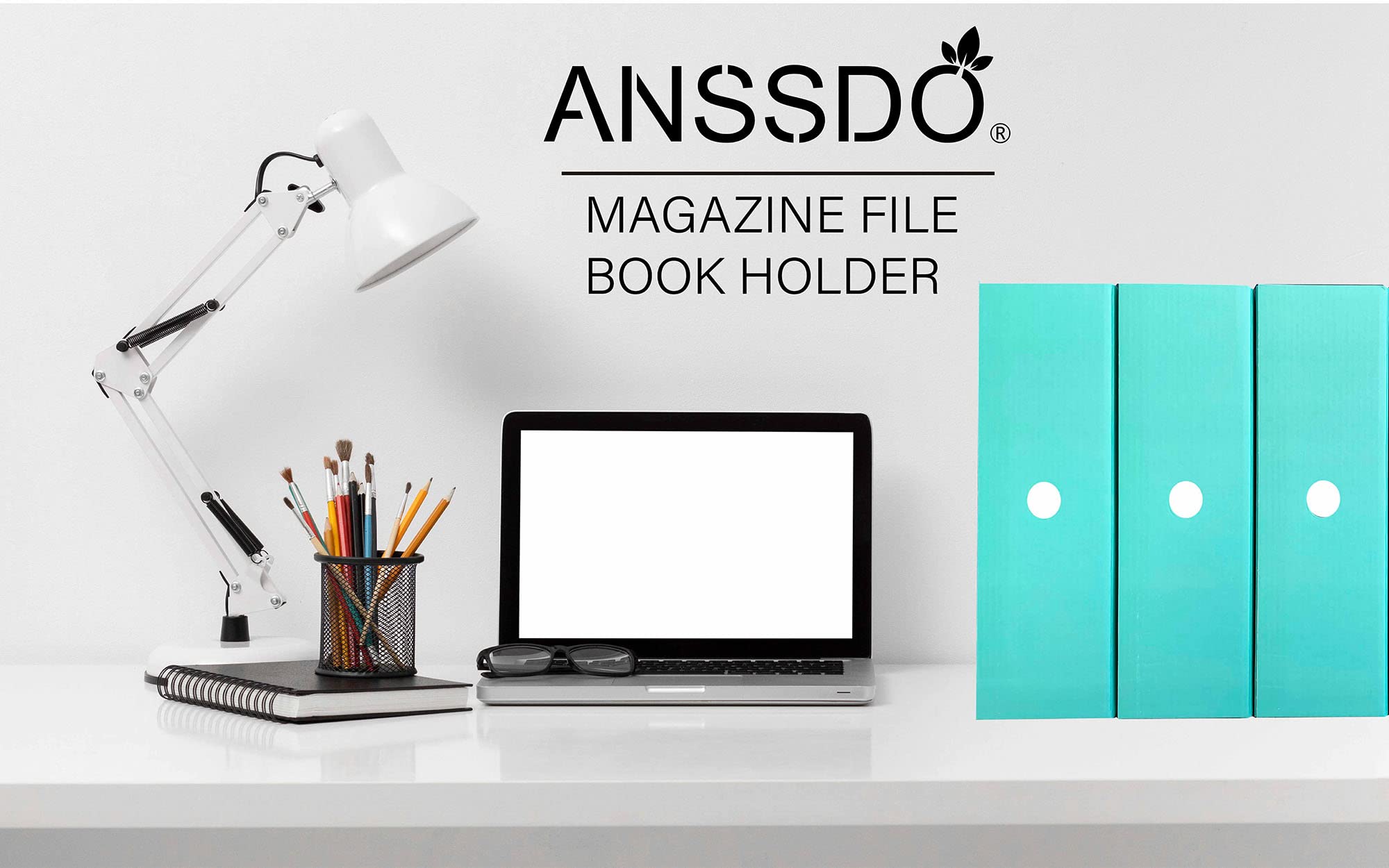 ANSSDO Lot de 24 porte-revues en carton bleu sarcelle, porte-revues de qualité supérieure pour bureau, organiseur de fichiers pliable pour magazines ou dossiers pour bureau ou école