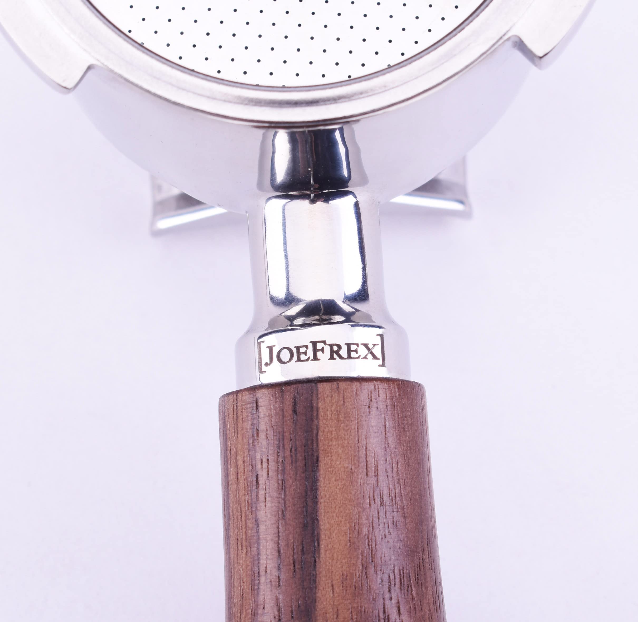 [JOEFREX] Bodenloser Siebträger 51mm für Delonghi Dedica EC680, EC685 & EC885 - portafilter 51mm aus Walnussholz und Edelstahl - Qualitäts Kaffeezubehör by