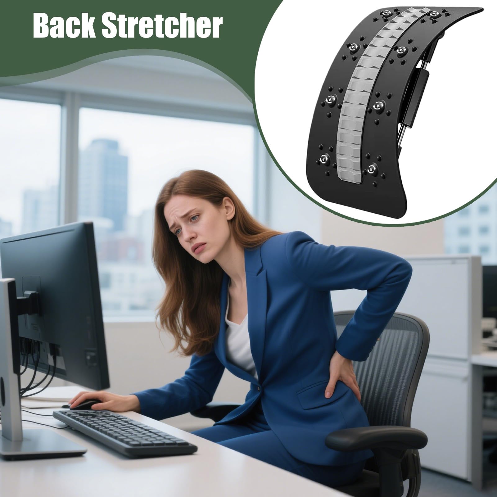 Générique Back Stretcher, Adjustable Waist Support Board, Multi Level Back Massager for Workout, Recovery, Sleeping, Car, Pilates, Bed, Studio, Yoga, Travel, Spinal Alignment, Correction