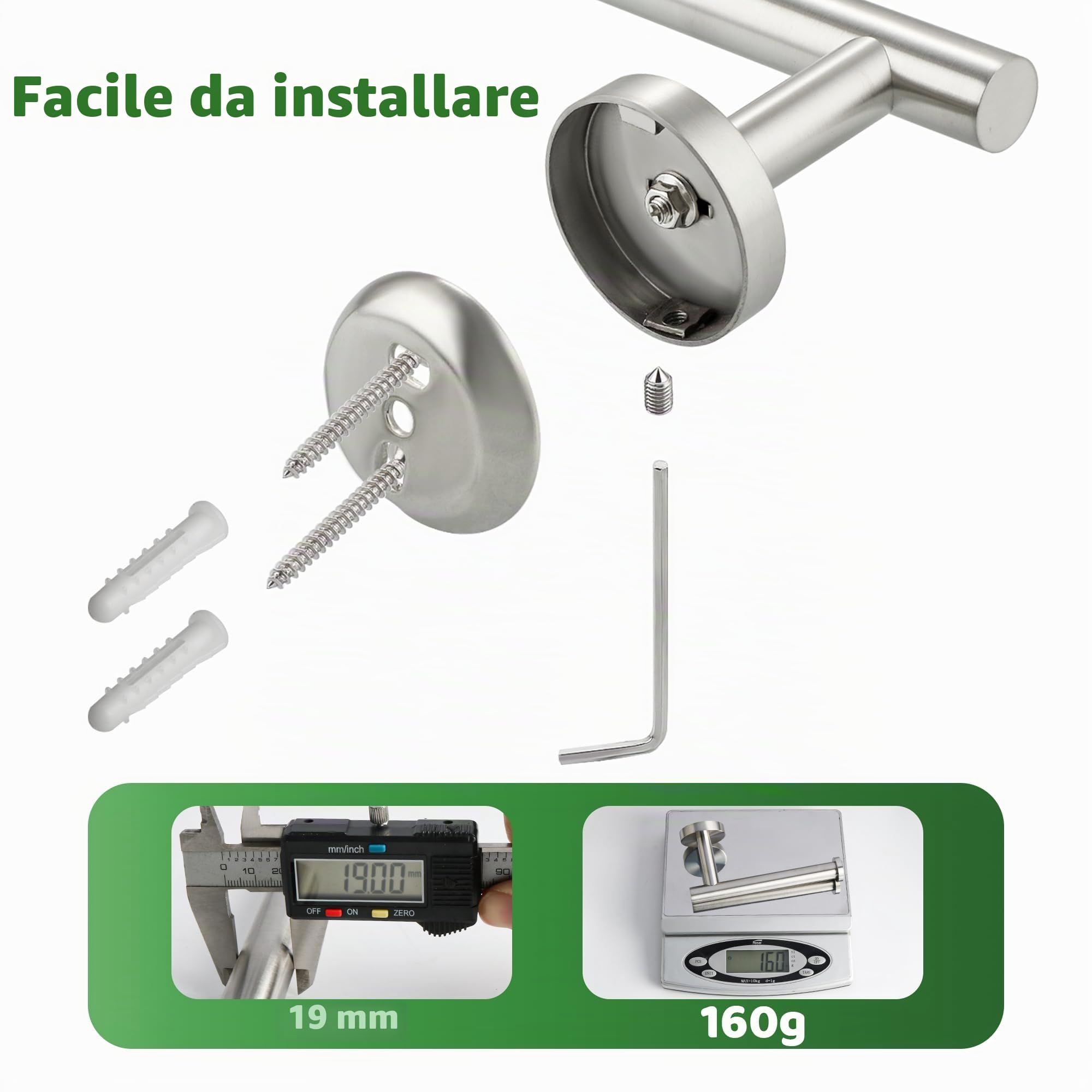 Sayayo Porta Carta Igienica Porta Rotolo Carta Igienica da Parete in Acciaio Inox 304 Portarotolo Carta Igienica da Muro per Cucina Bagno, Grigio Argento