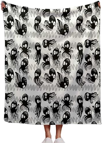 Manta cómoda con diseño de pulpo creativo Cobijas para El Frío para el dormitorio, esenciales de 40 x 60 pulgadas