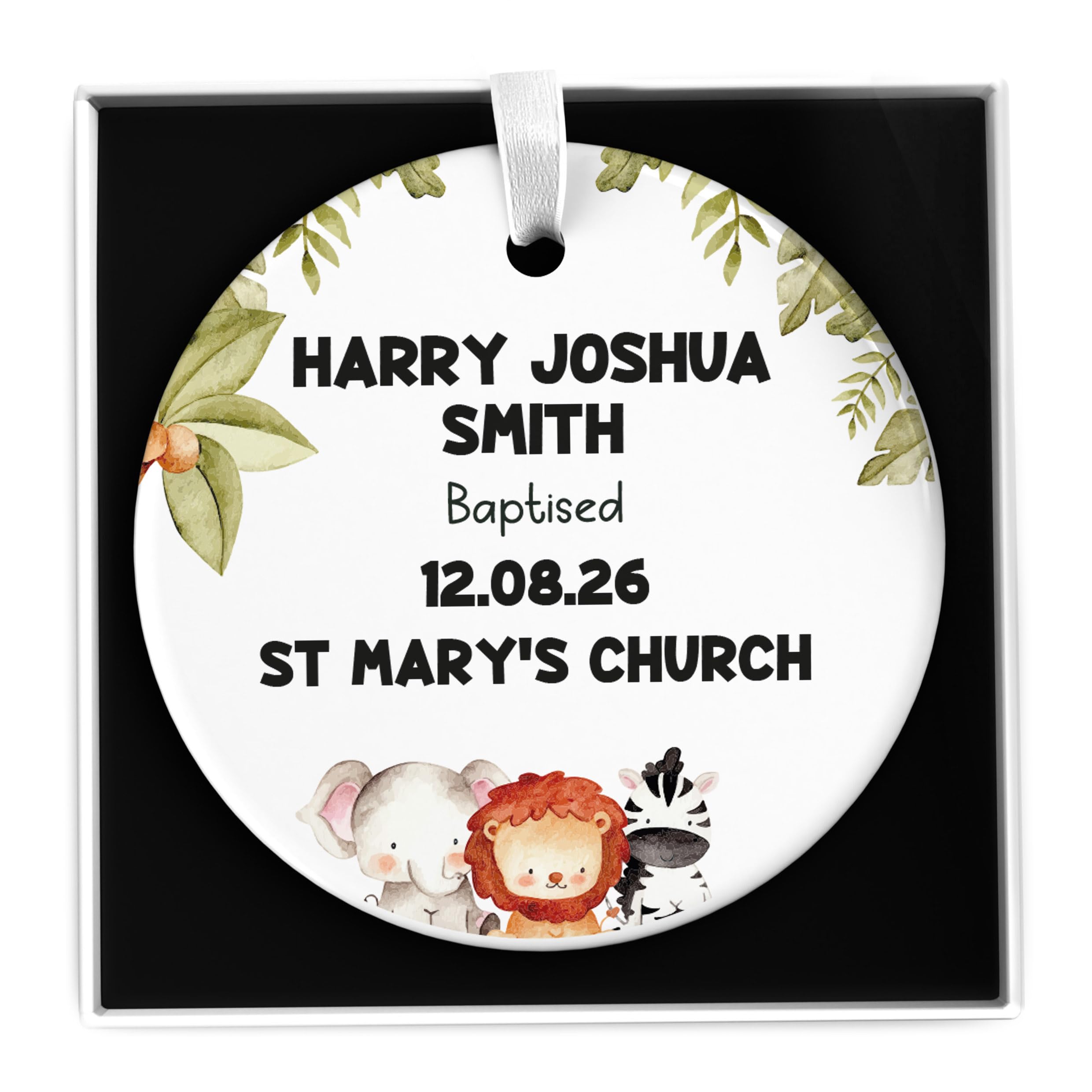 Beecreative Baptism Gifts For Boys, Older Children, Men Personalised - Baptism Day Keepsake - Baptised Gift For Him - Ceramic Ornament With Gift Box