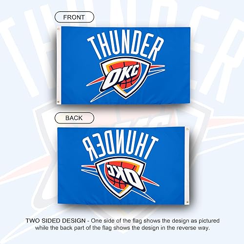 Miniatura 2 de Desert Cactus Oklahoma City Thunder Bandera NBA 100% Poliéster Interior Exterior 3x5 pies Asociación Nacional de Baloncesto Banderas del Equipo OKC