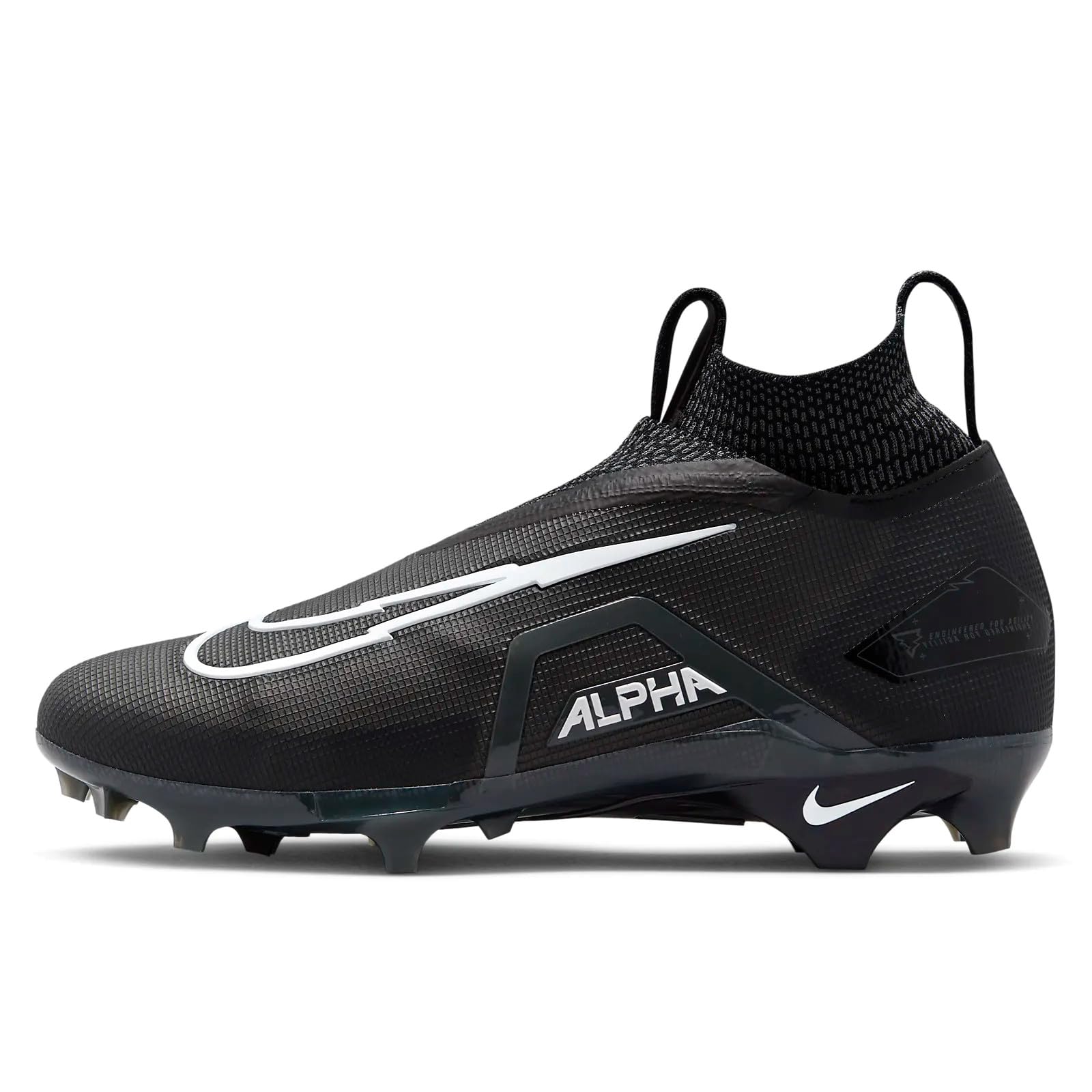 Nike Men's Alpha Menace Elite 3 Football Cleats (10.5 US, Black/Iron Grey/White)