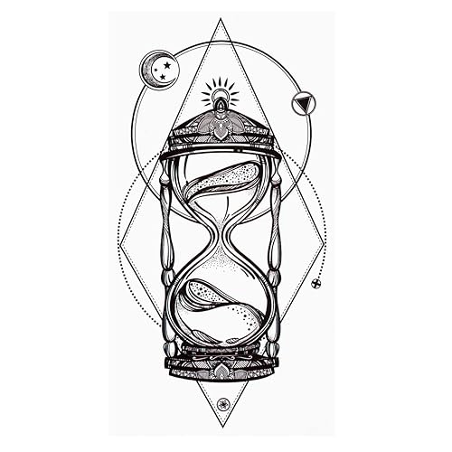 Miniatura 2 de 2 x Tatuaje Reloj de Arena Negro - Geométrico Luna Oriental - Tatuaje Temporal Cuerpo - XQB040 (2)