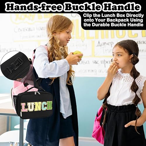 Miniatura 148 de FlowFly - Lonchera para niños, lonchera escolar aislante duradera con correa para el hombro y soporte para botellas, bolsa térmica pequeña