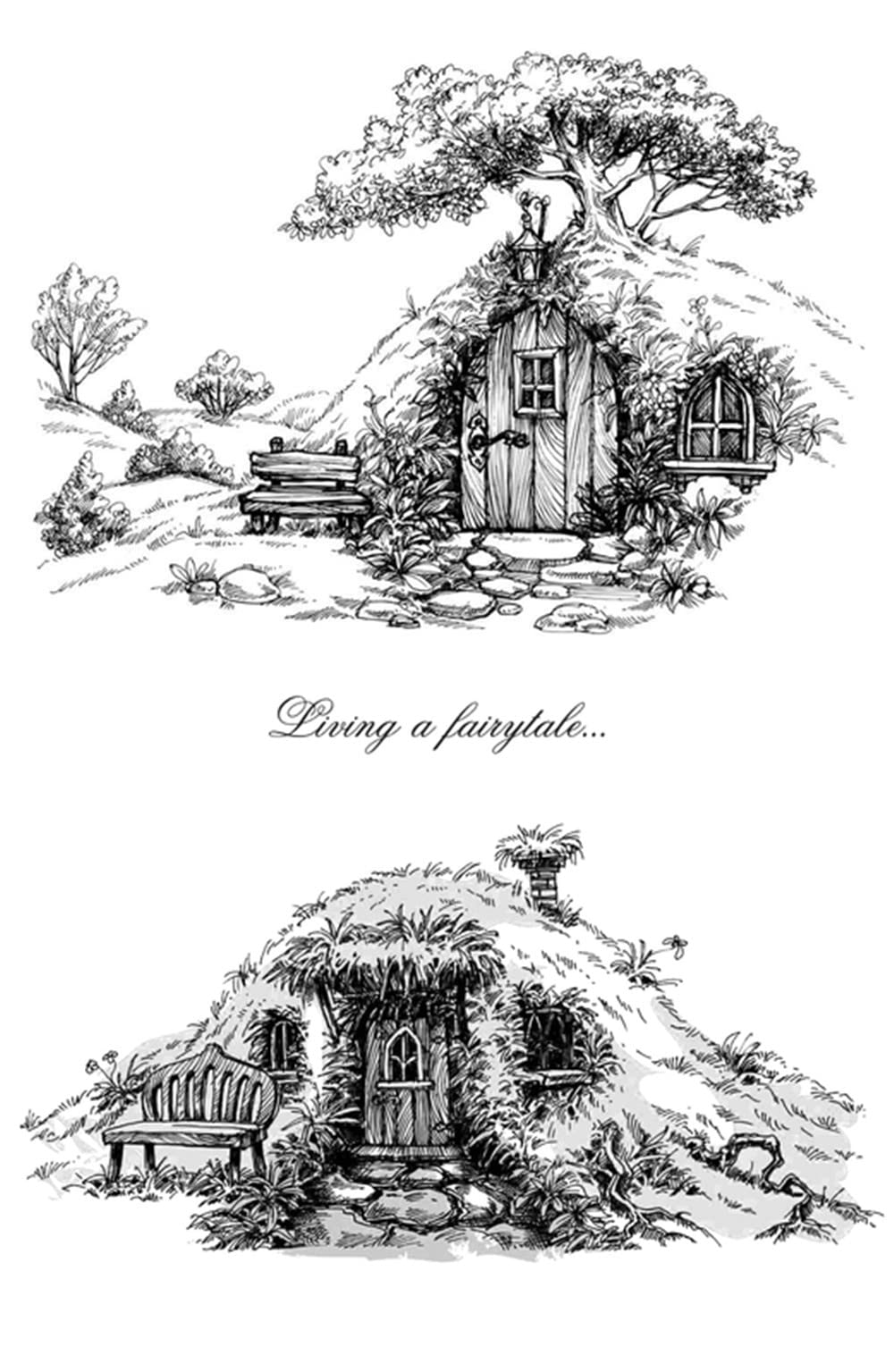 GIVBRO Clear Stamps Vintage Landscape Pattern Transparent Silicone Seal Embossing Stamp for Card Making DIY Scrapbooking Journal Decoration