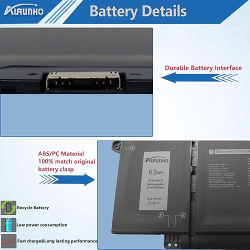 Miniatura 3 de 7FMXV 63Wh - Batería de repuesto para laptop Dell Latitude 5320 7320 7420 7520 Latitude (5320 7320 7420) Serie 2 en 1 0TN2GY TN2GY 9JM71 4M1JN 1PP63