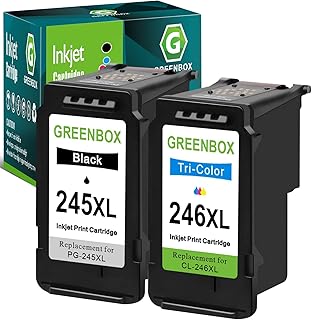 GREENBOX Remanufactured Ink Cartridges 245 and 246 Replacement for Canon PG-245XL CL-246XL PG-243 CL-244 for Canon PIXMA MX492 MX490 MG2920 MG2922 MG2420 IP2820 Printer (1 Black 1 Tri-Color)
