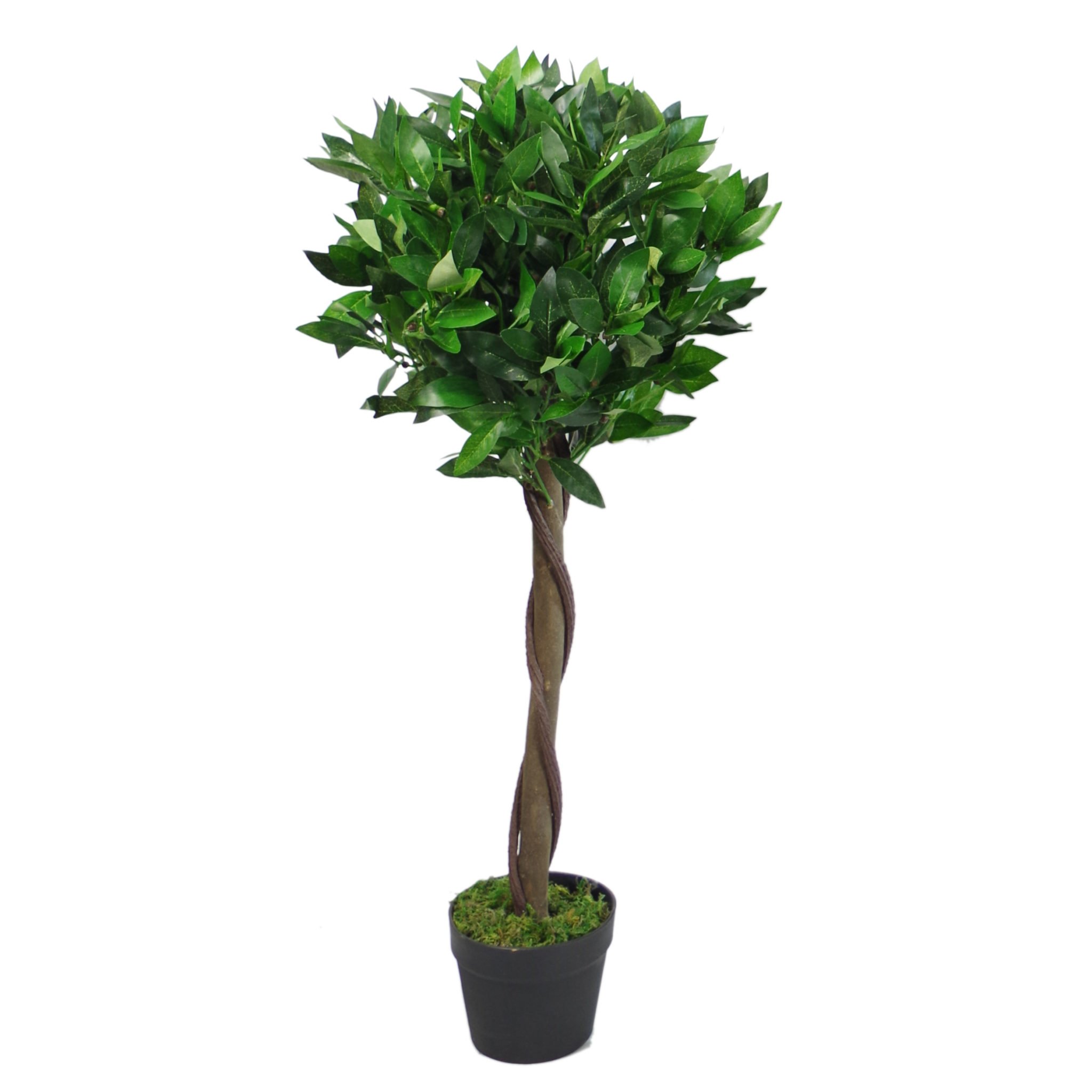 LeafDesign UK Artificial Bay Laurel Topiary Ball Tree, Green Twist, 90cm (3ft)