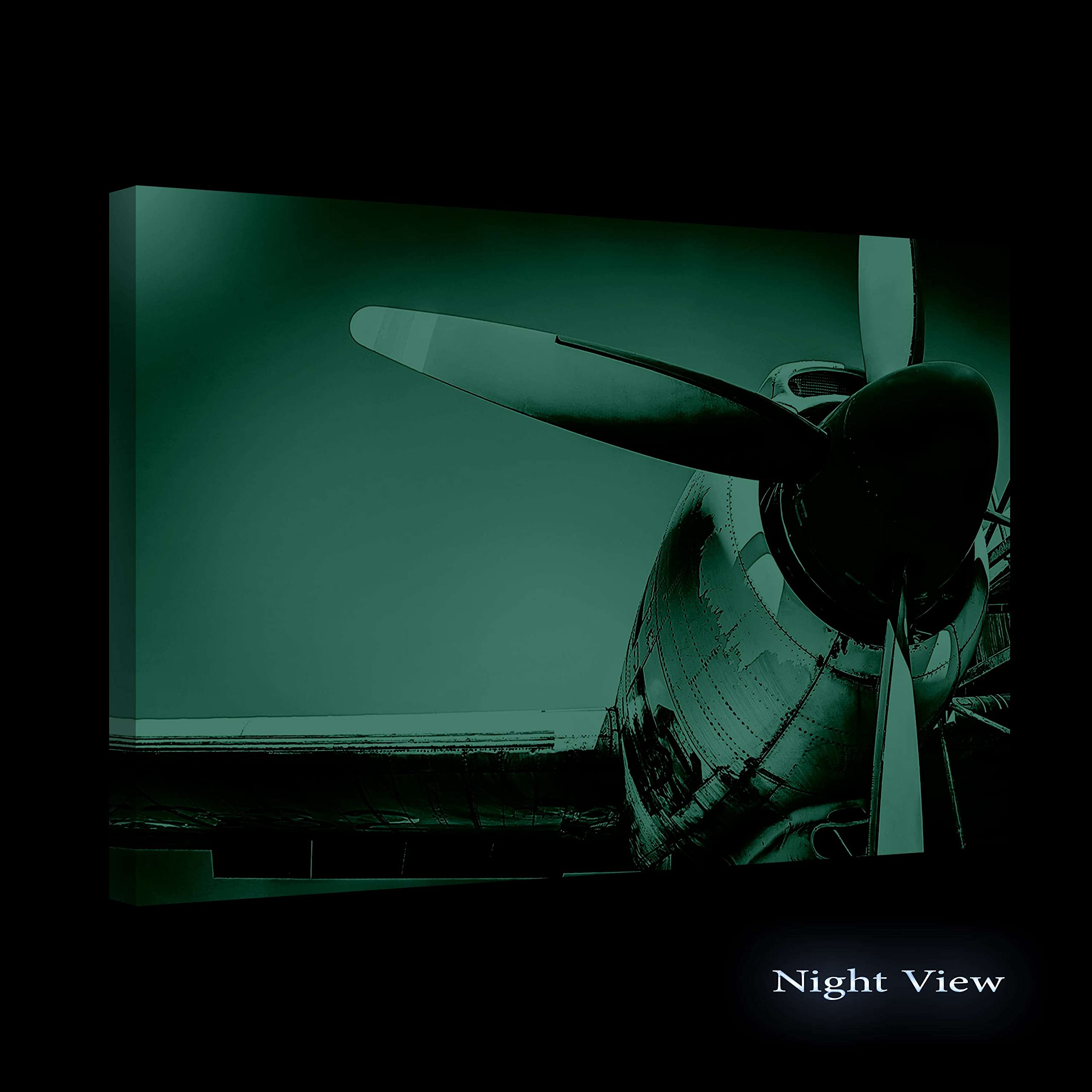 Startonight Luminous Canvas Wall Art Decor Golden Plane Red Propeler Painting for Living Room Framed Wall Decor Artwork, Big Picture Home Wall Decor, Modern and Contemporary 32