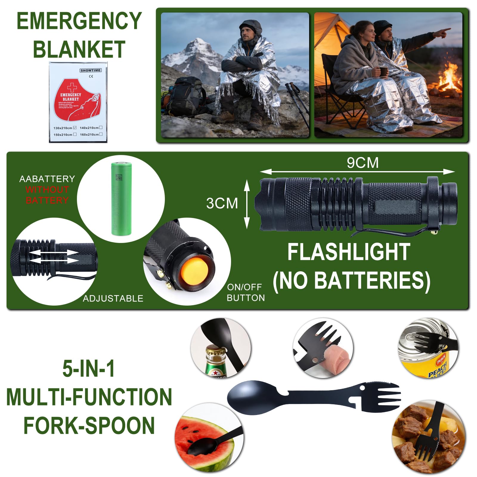 Kit de Supervivencia de Emergencia 13 en 1 con Filtro de Agua de Supervivencia para Senderismo, Camping y Viajes