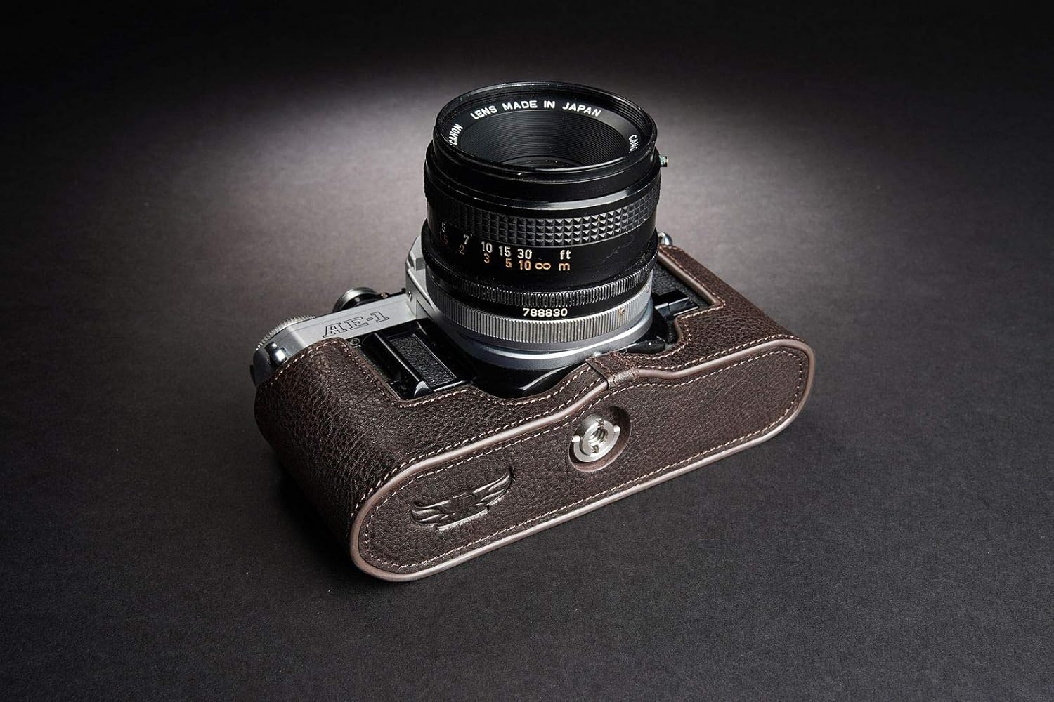 Handmade Genuine Real Leather Half Camera Case Bag Cover for Canon AE-1 (No Handle) Coffee Color
