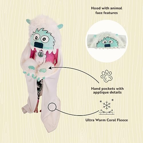 Miniatura 6 de Lazy One Manta con capucha para niños, manta con capucha de animales (Yeti)