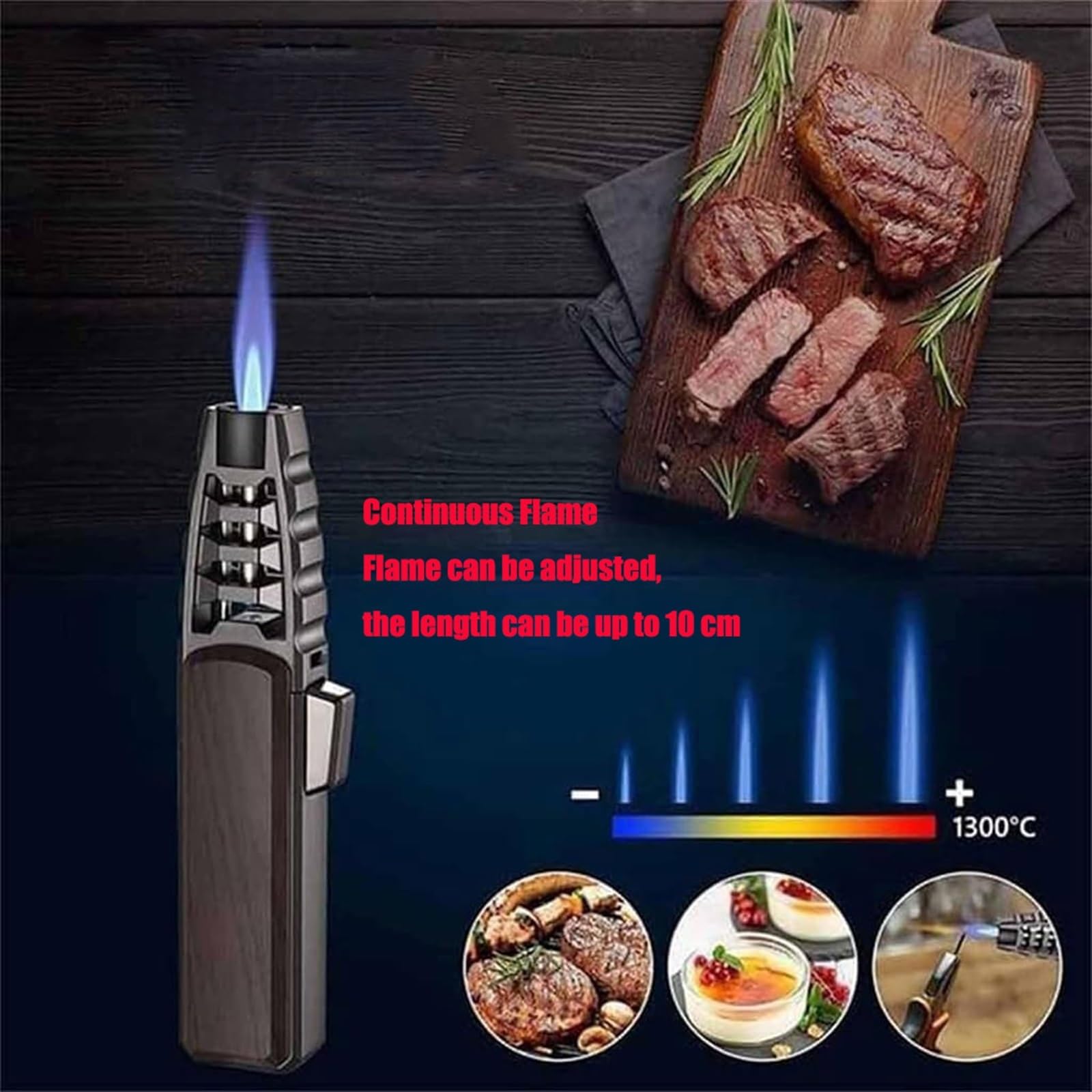 Briquet Torche Rechargeable Coupe-Vent Réutilisable Flamme Bleue Briquet pour Barbecue, Camping et Cuisine Maison - Parfait pour Extérieur et Intérieur