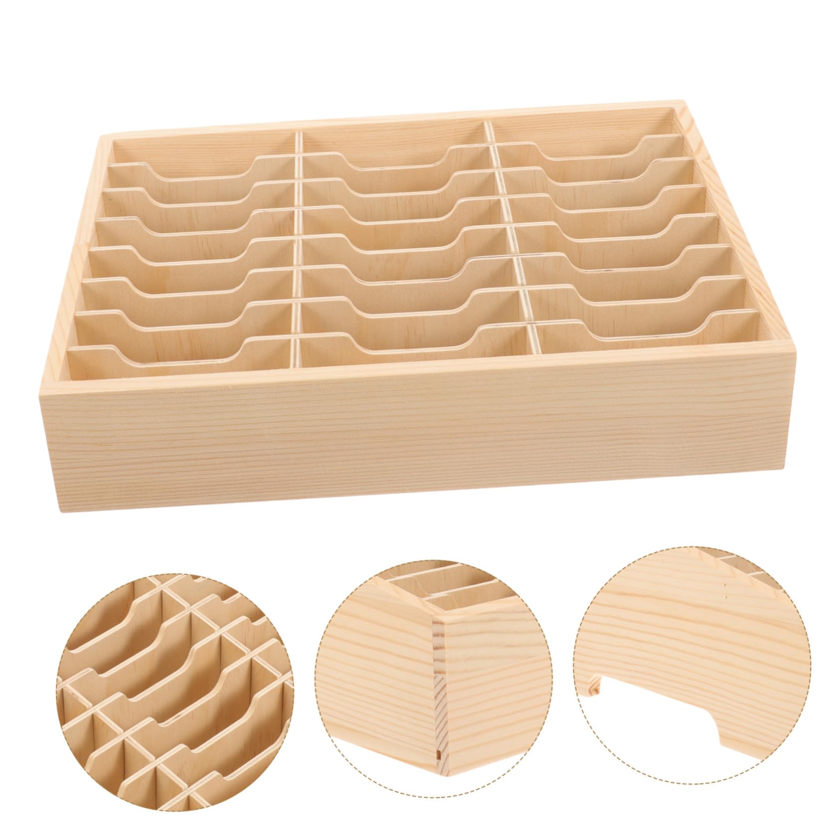 MAGICLULU Organizzatore Scrivania in Legno Khaki per Cellulare Scomparti Multipli, Organizer Semplice e Rustico per Ufficio e Home, Porta Cellulare e Scatola Stoccaggio