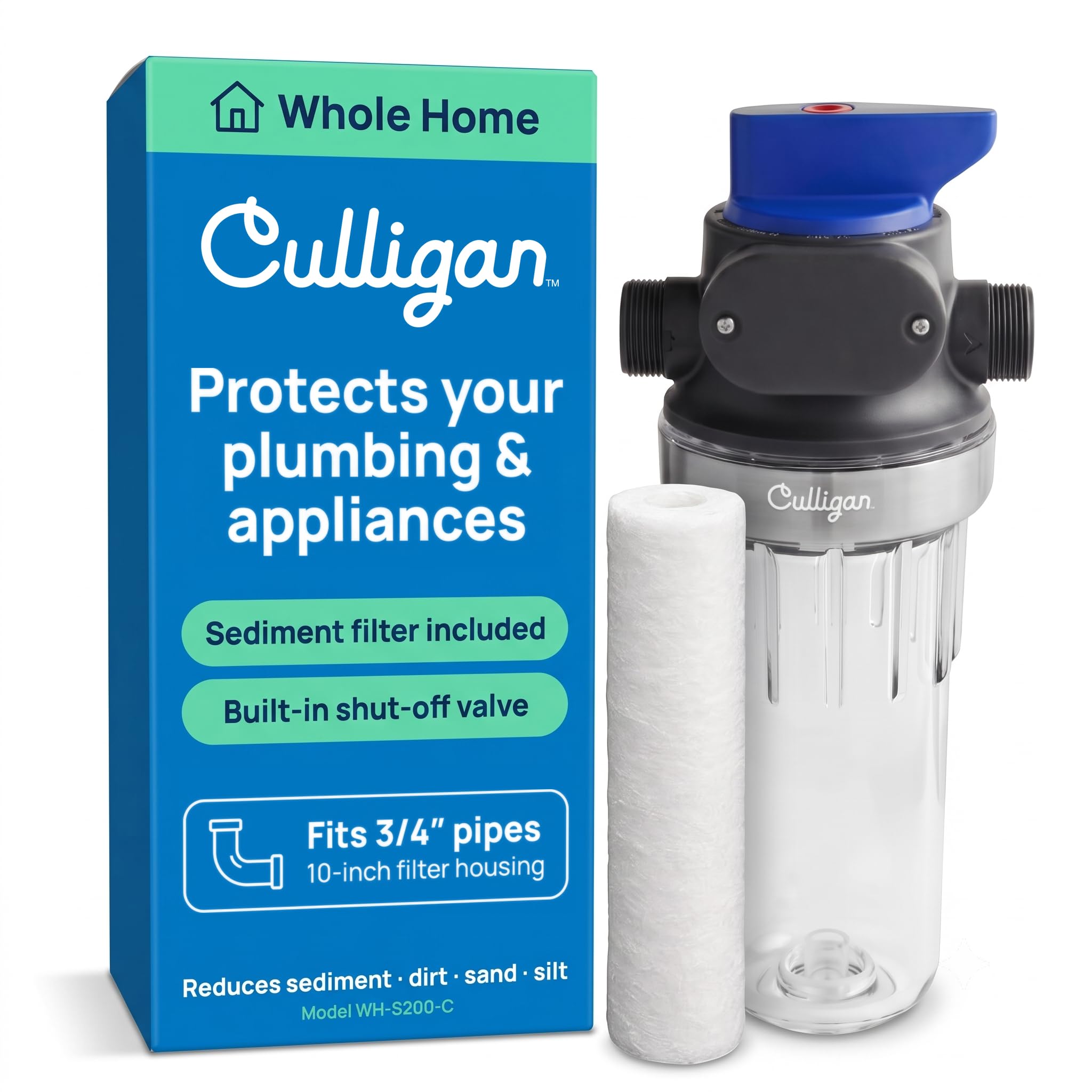 Culligan WH-S200-C Sistema di filtrazione dell'acqua per sedimenti per tutta la casa, trasparente