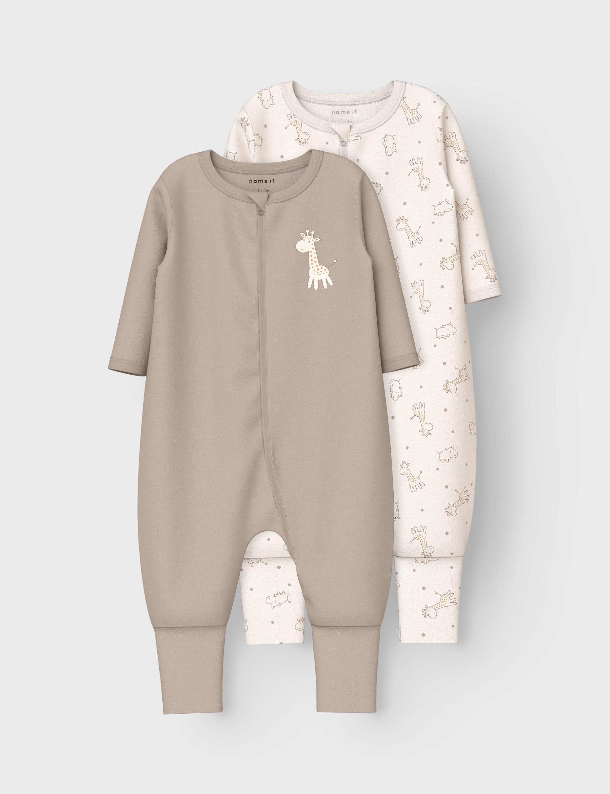 Name it baby Unisex Nbnnightsuit 2P Zip Ff Jet żyrafa Noos (2 sztuki), Jet Stream, 98