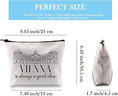 Miniatura 2 de GJTIM Viena Travel Souvenir Gift Viena Regalo Sorpresa Viena Viaje Vacaciones Viaje Bolsa de Maquillaje Para Viena Viajero Turista, Bolsa de Viena
