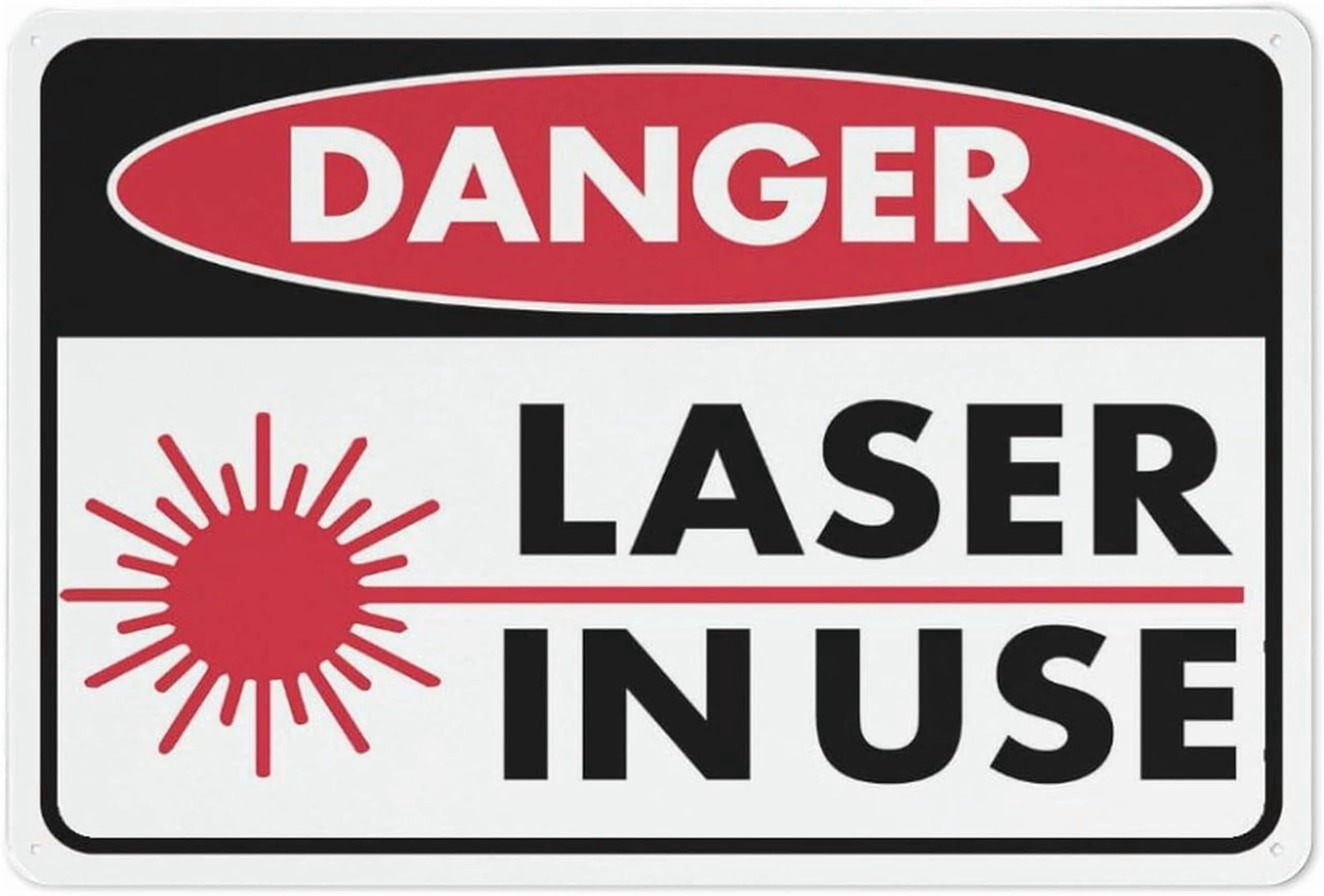 (2-Pack) Metal Tin Sign Sign Danger Laser In Use 8"x12" Outdoor Use