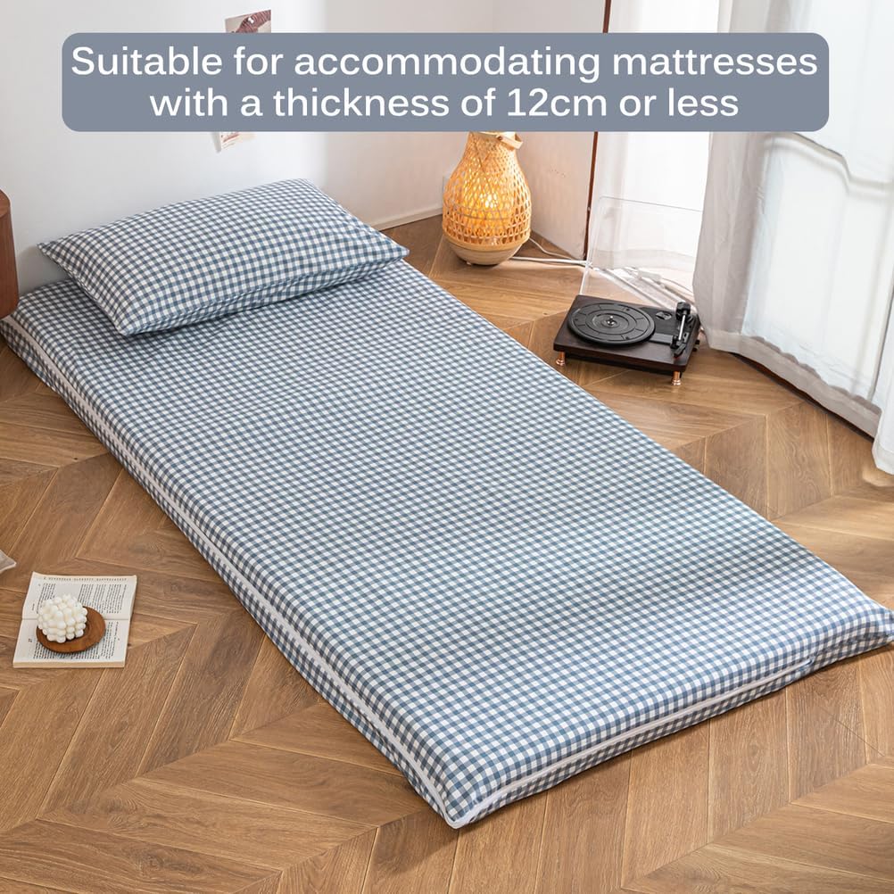 D,90x190cm,LDLCYCN 100% Cotton Floor Futon Mattress Cover with Zipper Dustproof Japanese Traditional Futon Mattress Cover Tatami Mat Cover Soft Mattress Protector Full Wrap Washable