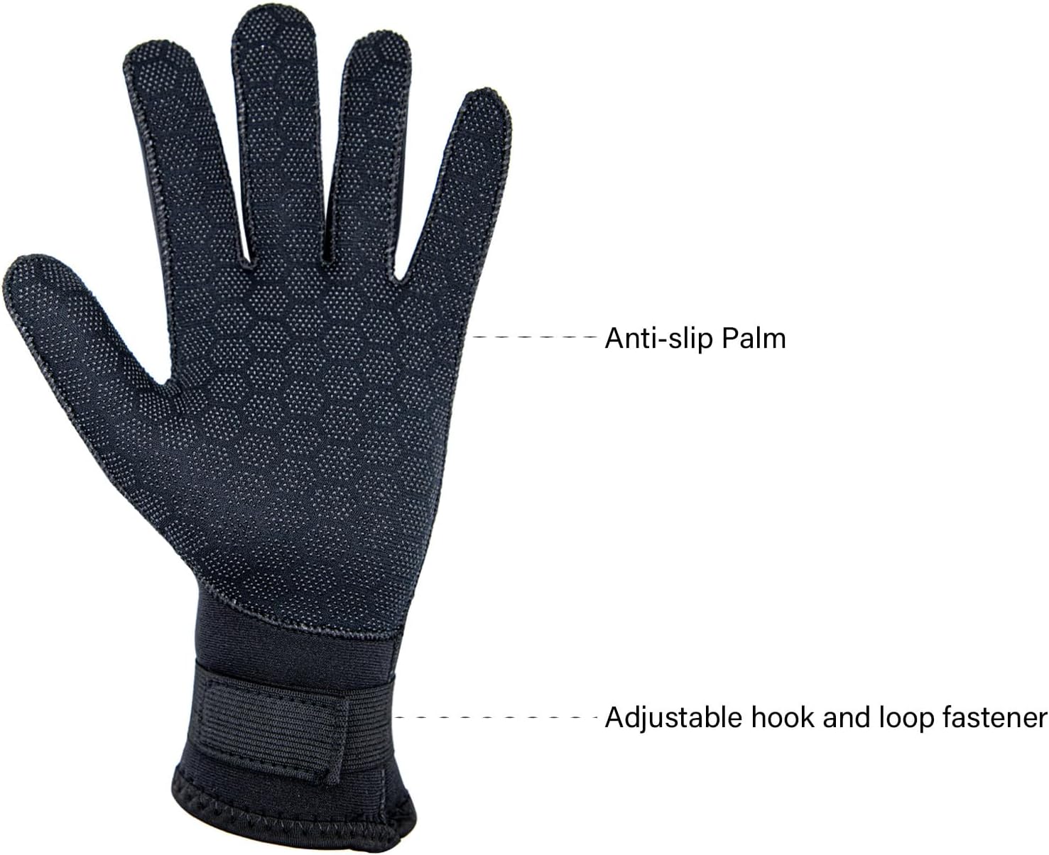 Neoprene Water Gloves 3mm 5mm, Wetsuit Diving Gloves Flexible Anti Slip Five Finger Adjustable Wrist Strap Warm Gloves - Image 3