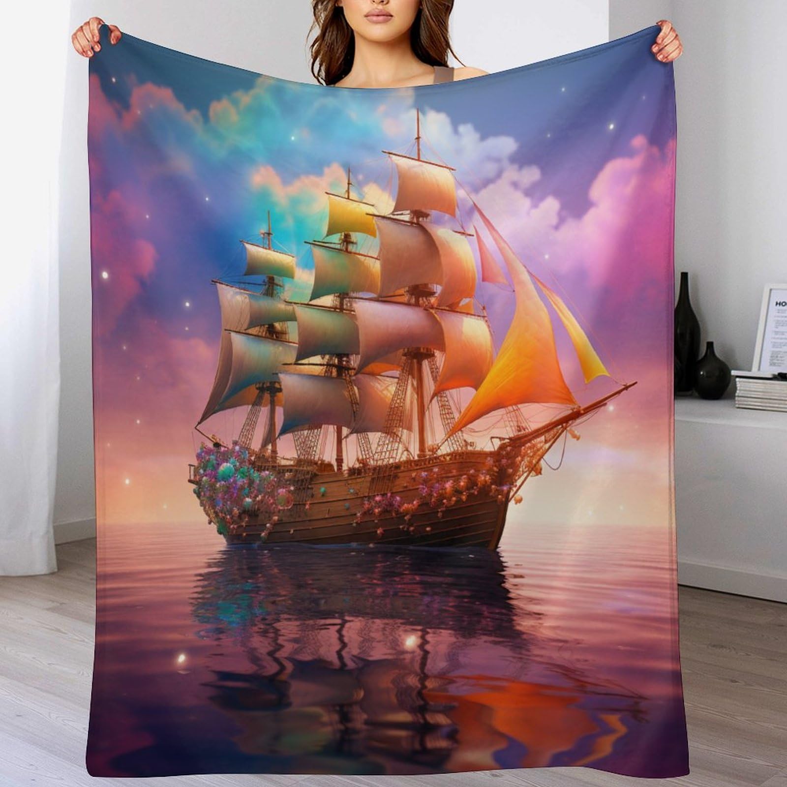 Plaid couverture polaire voilier douce contre le froid du lit