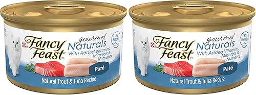 Miniatura 9 de Purina Fancy Feast Gourmet Naturals - Alimento húmedo en paté para gatos, sin cereales, receta de trucha y atún (paquete de 12 unidades) latas de 3