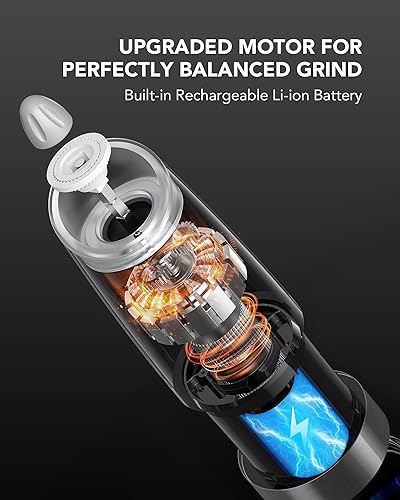 Miniatura 30 de FORLIM Gravity - Juego de molinillo eléctrico de sal y pimienta, molinillo automático de pimienta, molinillo de pimienta, funciona