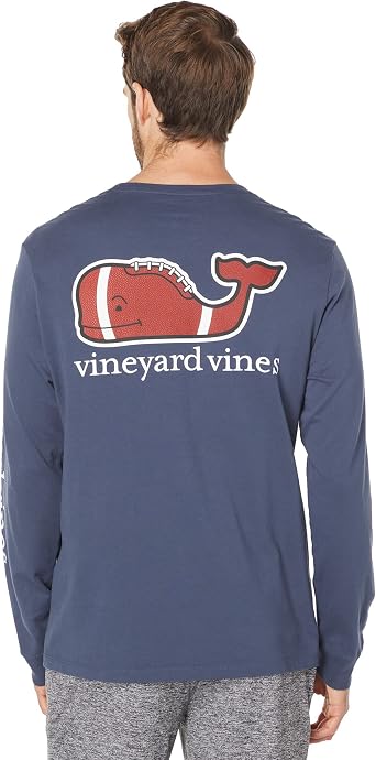 vineyard vines Mens Long-Sleeve Football Whale Pocket T-Shirt