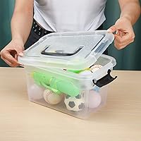 Vista 3 de Sadnyy Paquete de 4 cajas de almacenamiento de plástico transparente apilables de plástico con tapas de pestillo y ruedas, cajas grandes