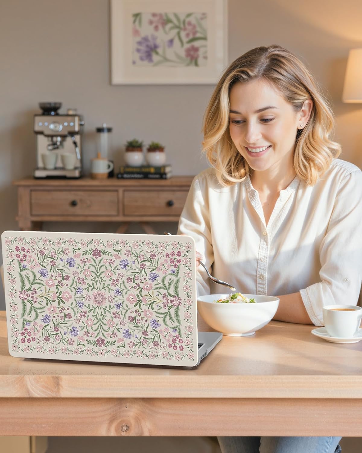 iCasso for M4 MacBook Air 13 inch Case 2026 2025-2022 M3 M2 Model A3240 A3113 A2681, Sturdy Protective Plastic Hard Shell Case for Mac Air 13.6", Keyboard Cover + Screen Protector, Purple Floral - Image 8