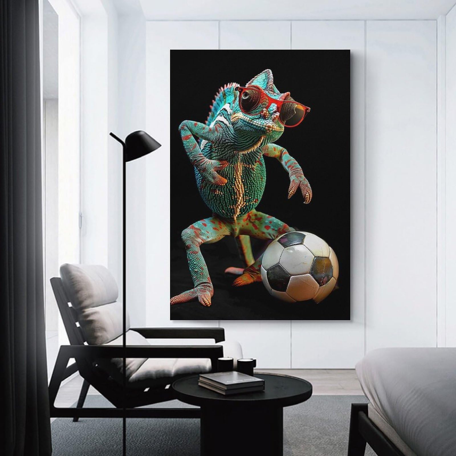 Junmoney Unframe-Style-12-1 Chameleon Soccer Player Canvas Wall Decor, 20X30inch(50X75cm), For Gallery Wall Decor And Room Displays, Wall Decor Suited To Curated Displays