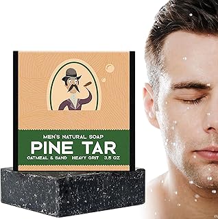 Pine Tar Soap for Men - Natural Soap for Men - Men Soap Bar - Moisture Hydrate Skin Face Clean Dirt - Refreshing Oil Control Reduce Dry Rough - Smooth Tender Restore Elasticity Refine Pore (1PCS)