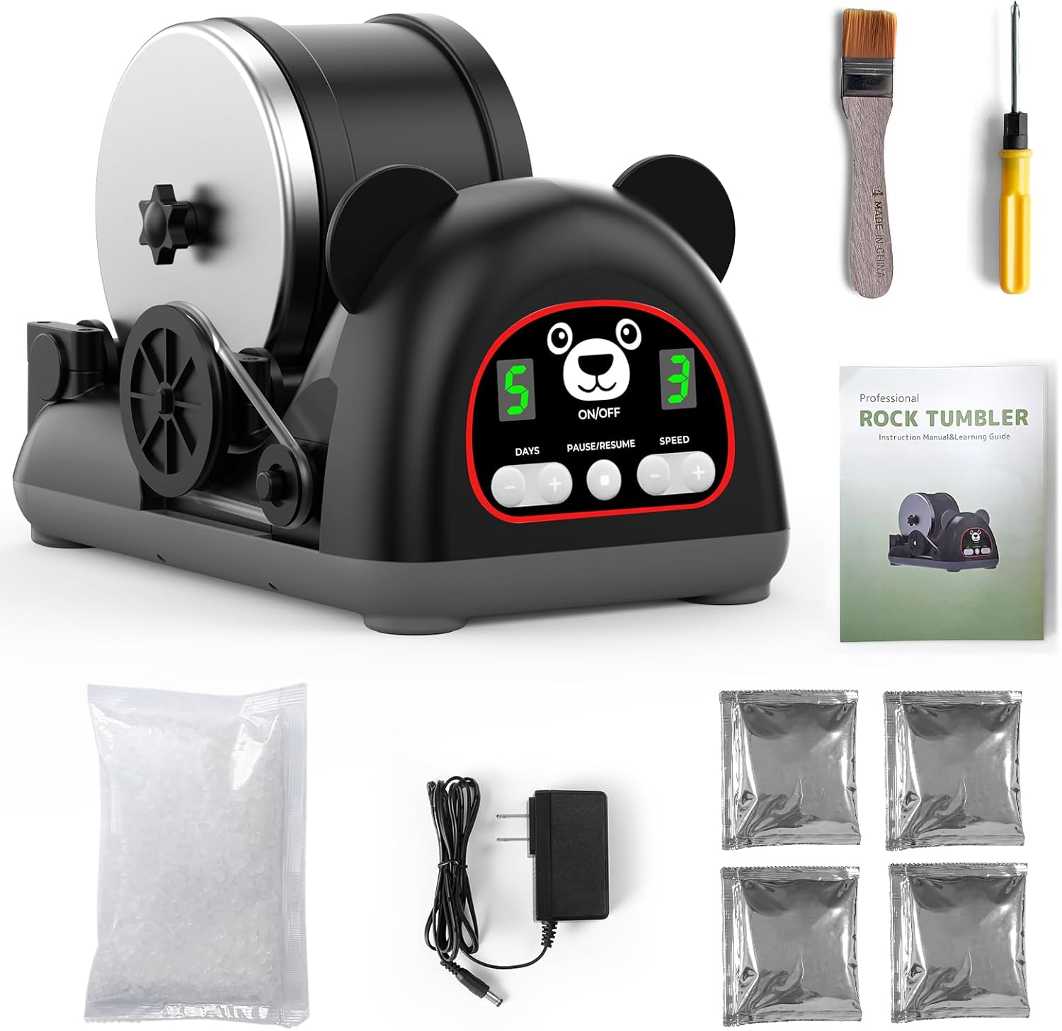 luximi Industrial Rock Tumbler Kit with Industrial Motor