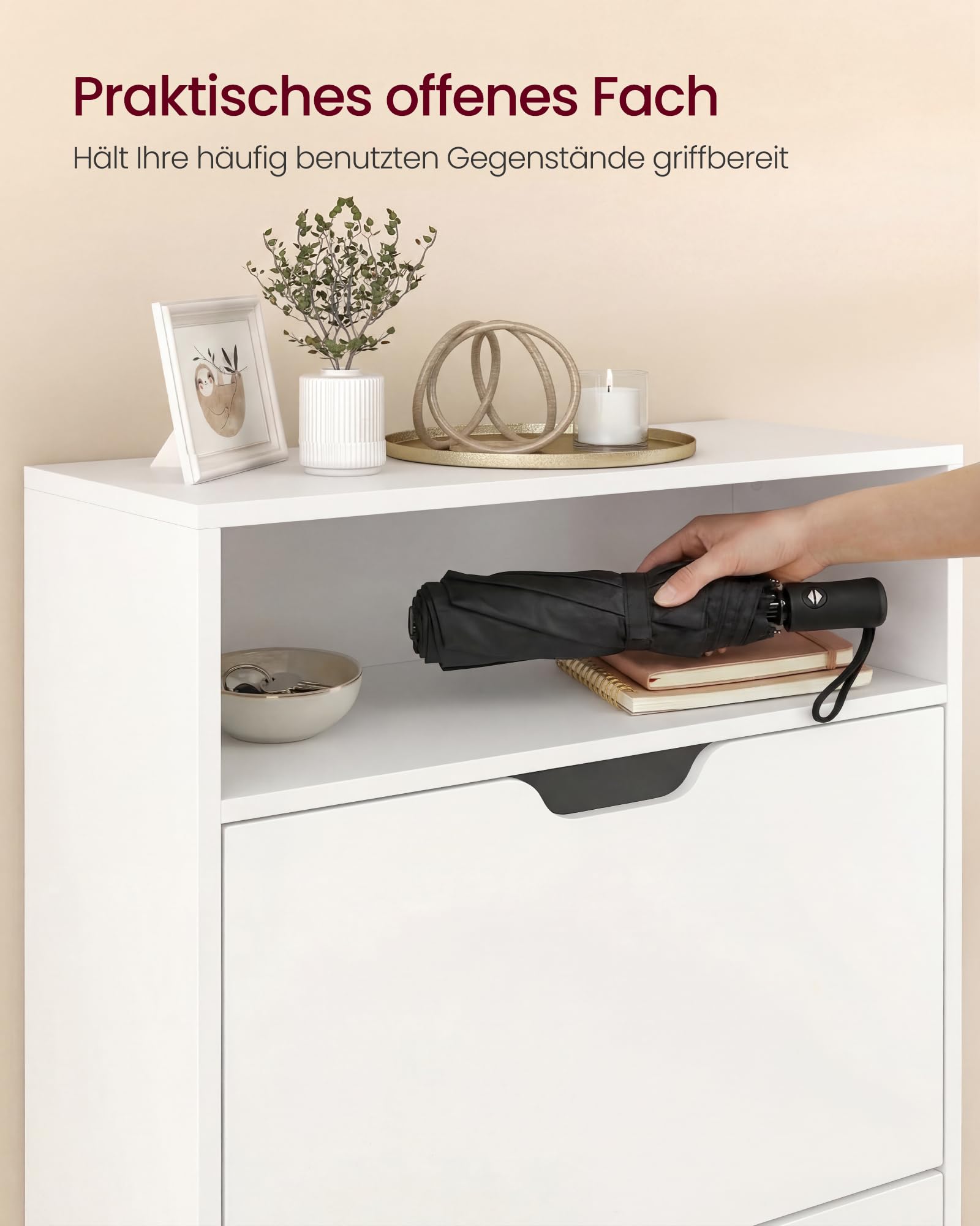 VASAGLE Custos Kollektion Schuhschrank 3 Klappen 24 x 60 x 139 cm 15-18 Paar Schuhe wolkenweiß