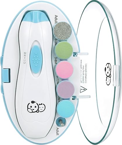 Cortauñas para bebé 6 en 1, estuche con etiqueta de uso, lima eléctrica para uñas de bebé de Royal Angels, kit de aseo para bebé, set de manicura