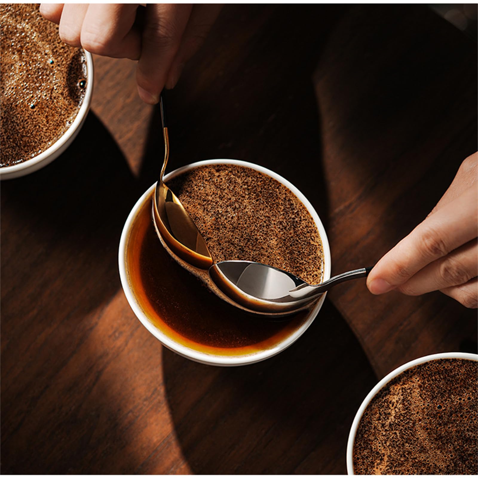 PANGBOER Cucchiaino da caffè per baristi Gadget in Acciaio Inossidabile 304 Resistente alla ruggine, Ideale per la degustazione e la miscelazione Professionale Cucchiaino da degustazione del caffè