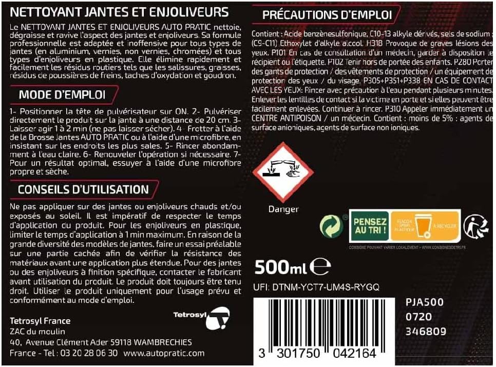 AUTO-PRATIC: Nettoyant Jantes & Enjoliveurs 500ml. Brillance & Protection Sans Effort! - Image secondaire