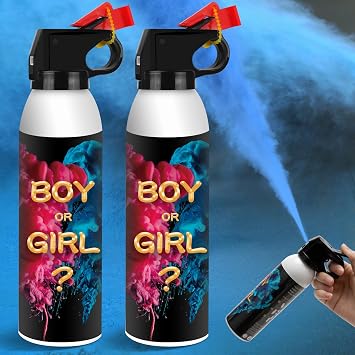 Gender Reveal Fire Extinguisher 2 Pack, Gender Reveal Decor, Baby Girl Reveal Party Ideas 100% Biodegragable for Party DecorationsBlue