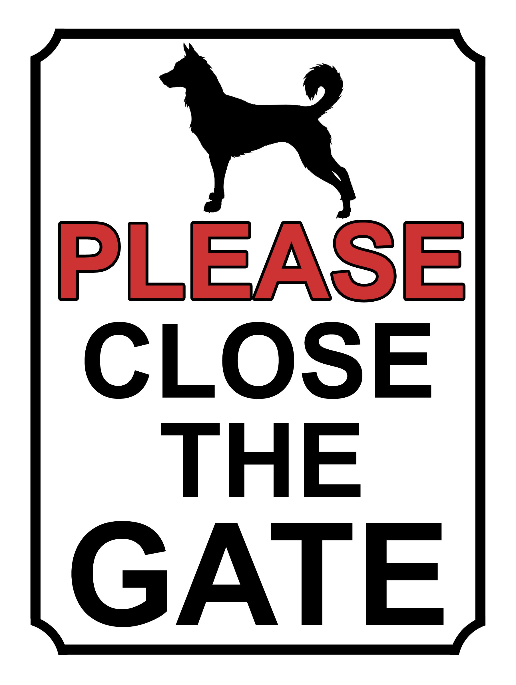 SHAWPRINT PLEASE CLOSE THE GATE DOG THEME METAL SIGN 200MM X 150MM (411H1), 8" x 6"