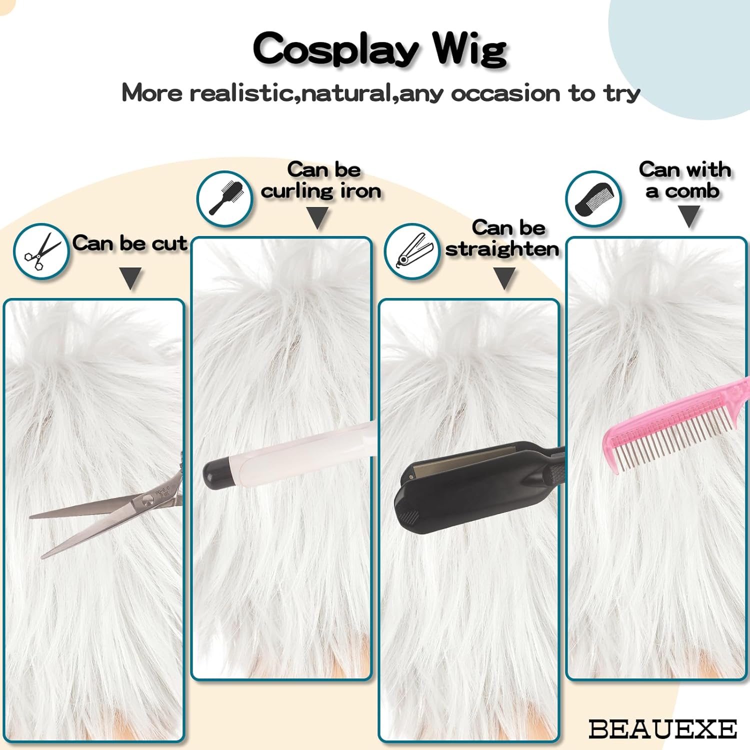 Short Layered Cosplay Wig Silver White Wig for Sea Witch Costume Halloween Cosplay Wig Not Style - Image 4