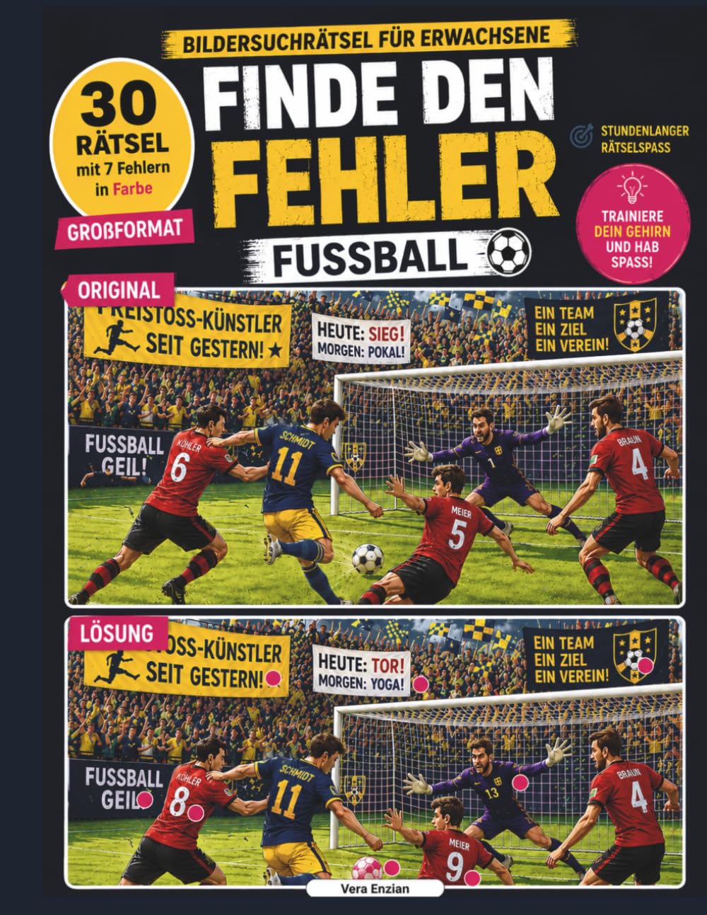 Finde den Fehler Fußball - Bildersuchrätsel für Erwachsene (Finde den Fehler - Seniorenbeschäftigung)