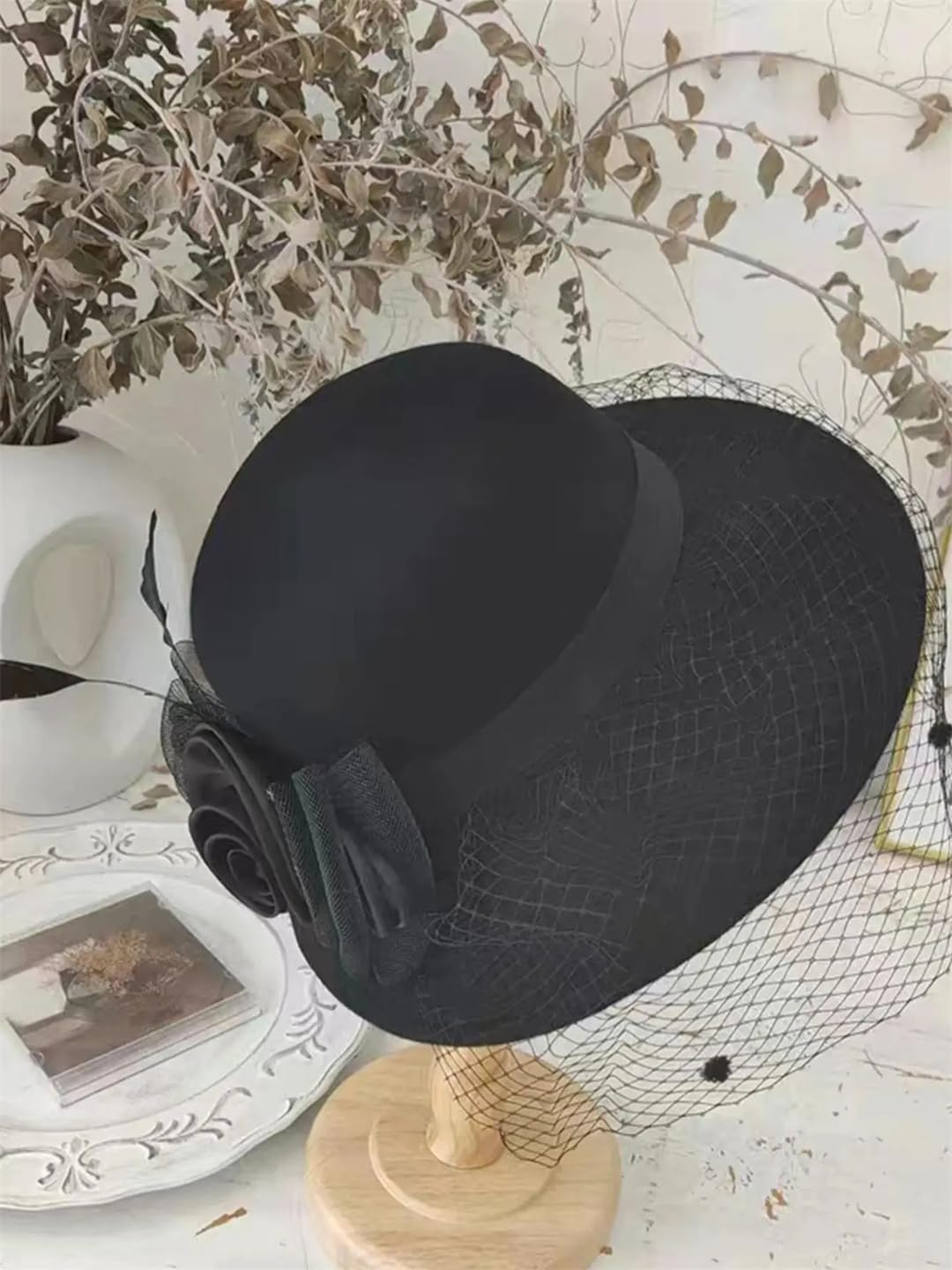 Yeuyyben Cappello invernale a tinta unita per bambini cappello a tesa grande cappello in lana a maglia cappello da donna invernale retrò cappello da bacino a cupola