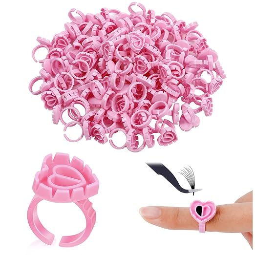 RosewineC 100 PCS Glue Rings,Lash Glue Holder,Glue Ring Cups,Lash Glue Rings,Glue Rings for