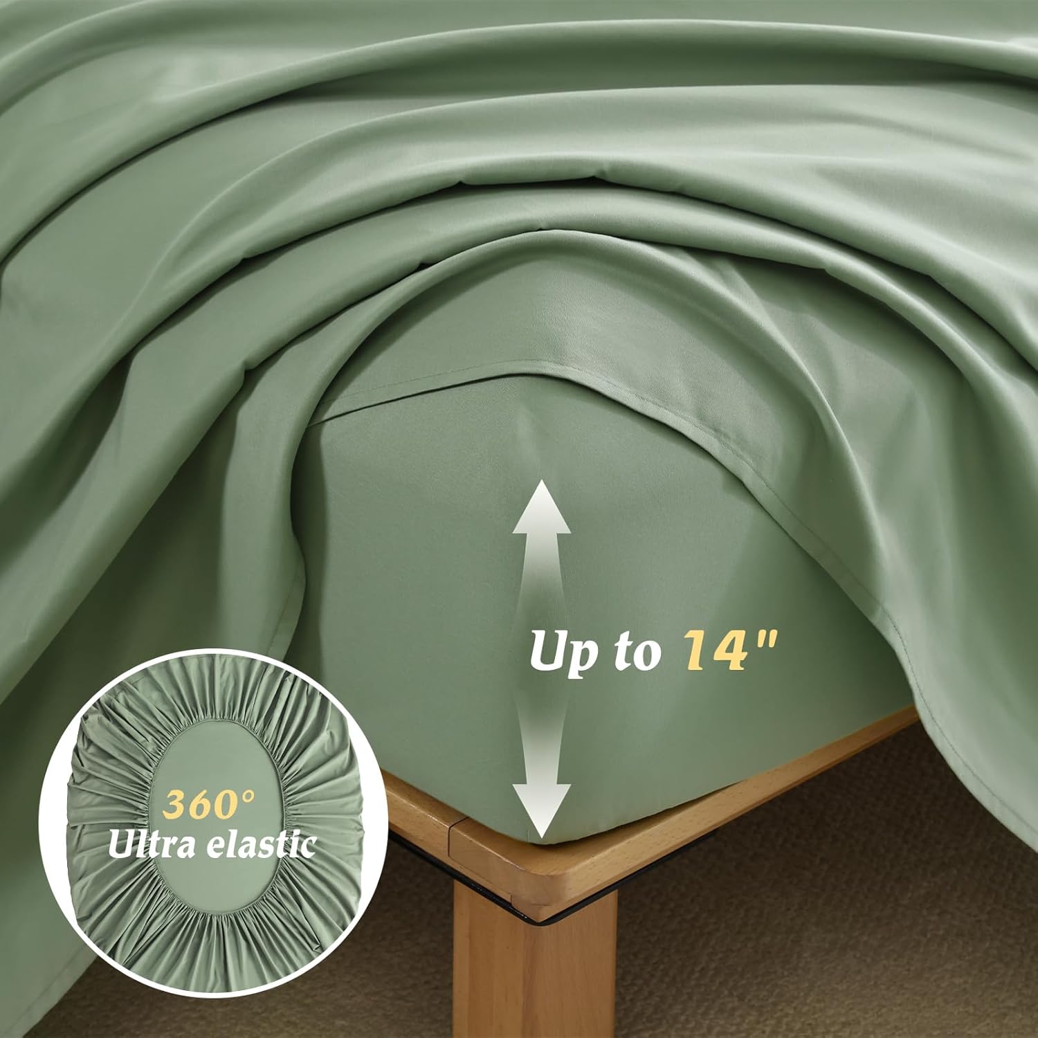 Luxudecor Queen Comforter Set 7 Pieces Bedding Sets,Olive Green Floral Comforter and Sheet Set,Soft Microfiber Bed in a Bag for All Seasons (Olive Green,90"x90") - Image 5