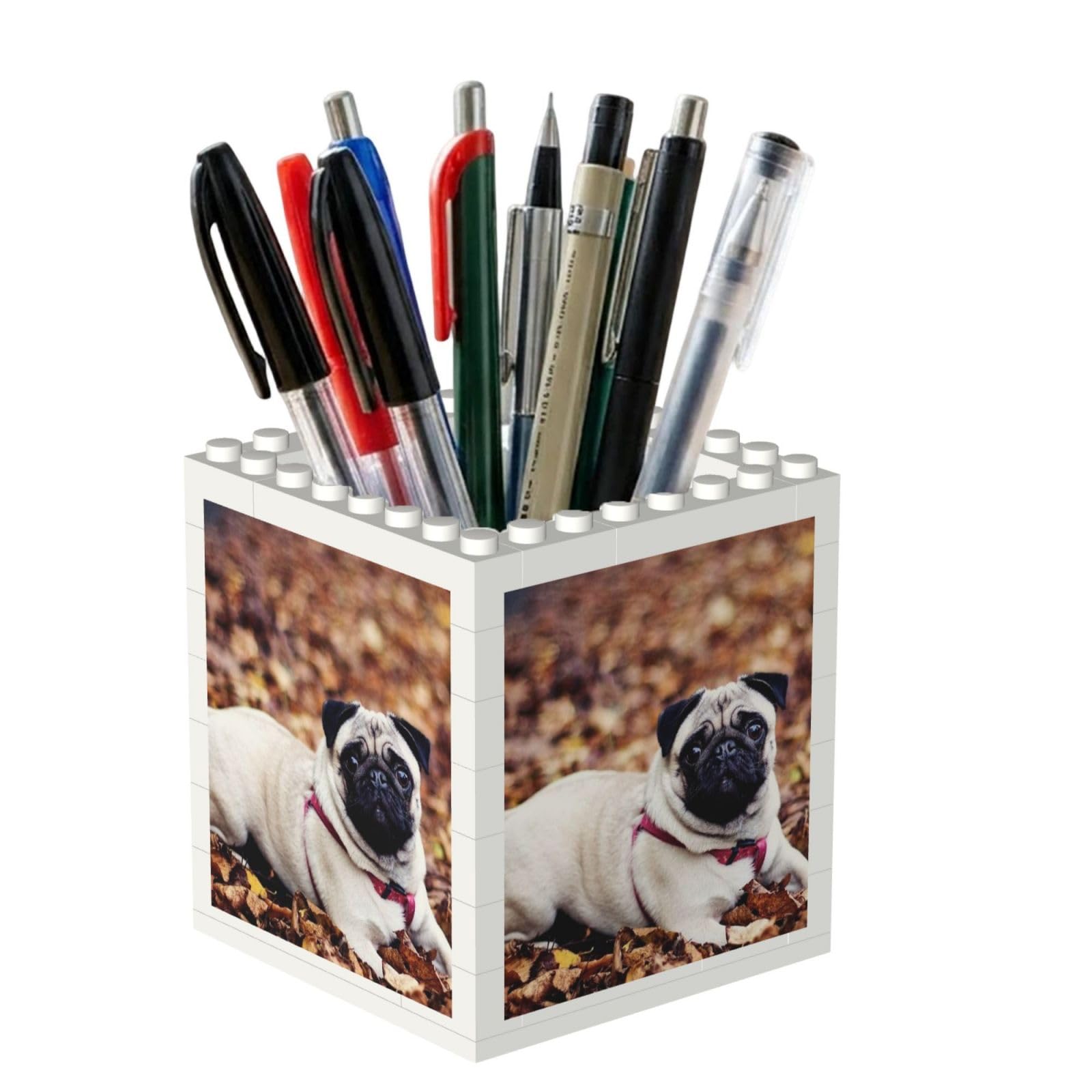 Poadnly Pug Puppy, Pen Pot Pencil Holder for Office Home School, Compact Desk Organiser for Office Stationery