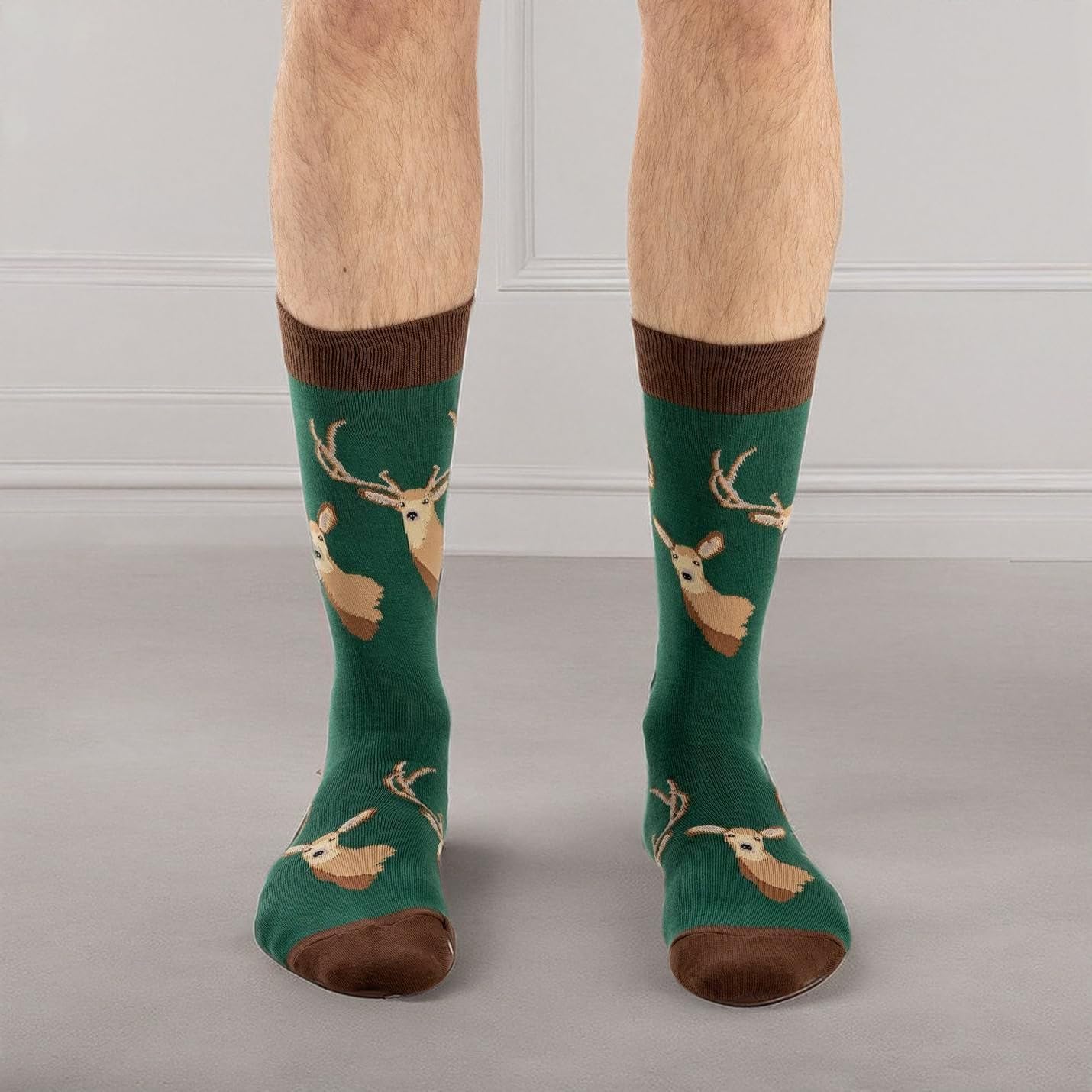 Good Luck Sock Men's Deer Heads Socks, Adult, Shoe Size 7-12 - Image 3