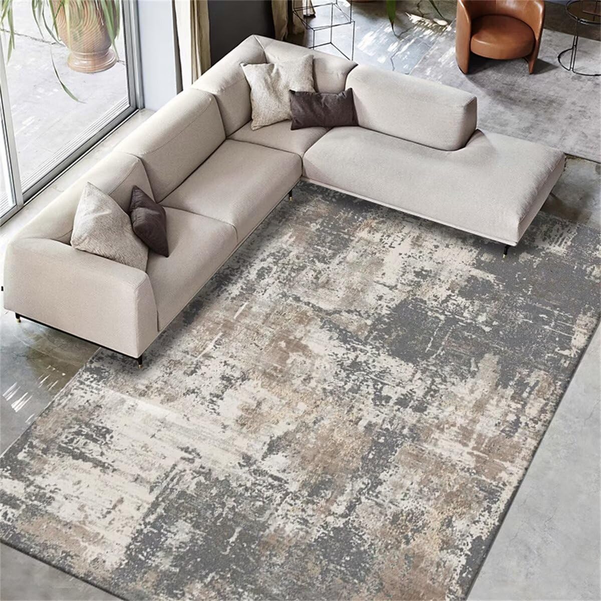 Tapis de salon gris 80x120cm pour valoriser l'espace canapé de votre pièce à vivre