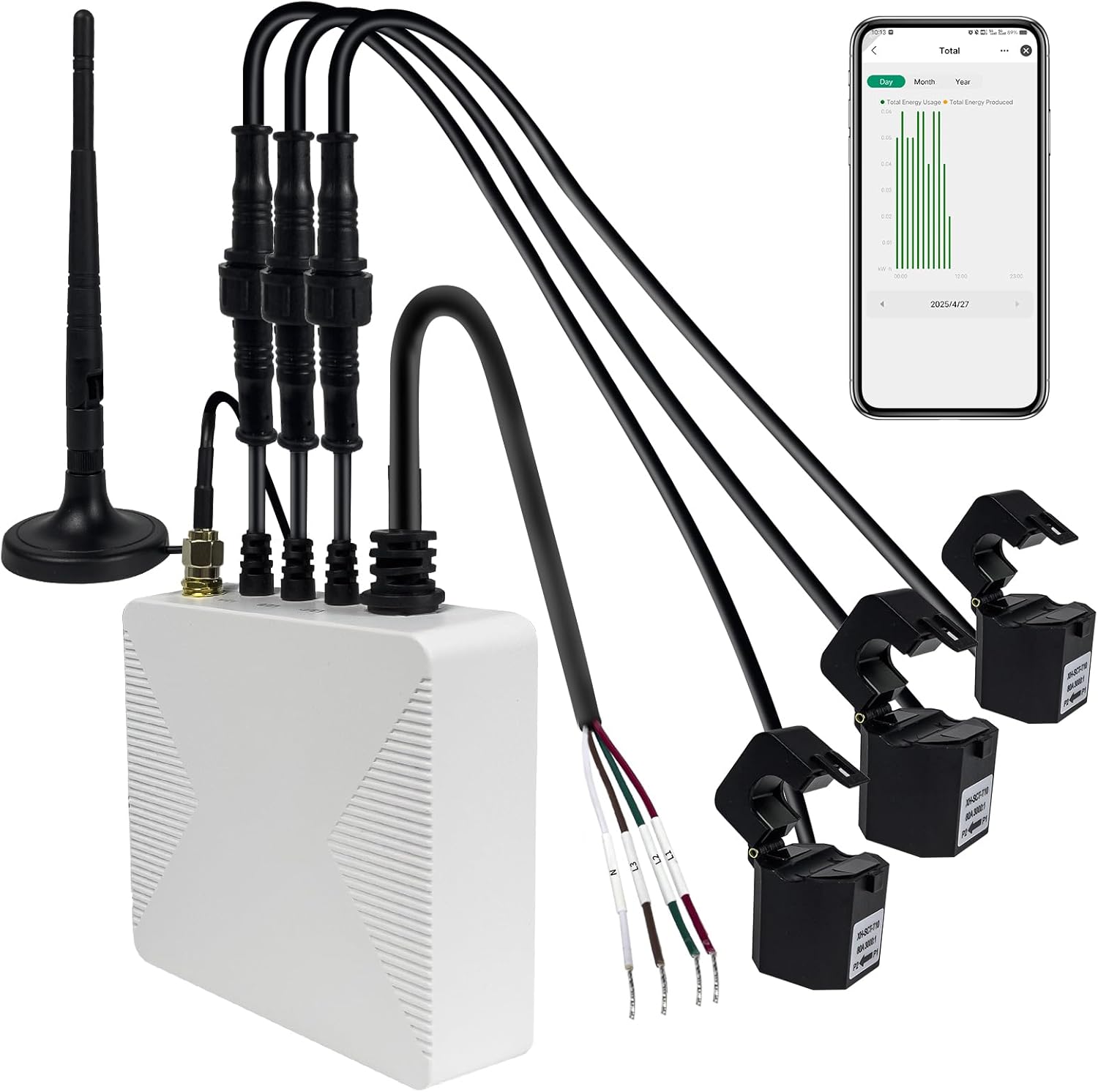 Sensible House Power Monitor with 3 80A Clamps EdgeAnt, Actual-Time Correct Power Consumption Monitoring and Save Cash, House Power Automation and Management, Photo voltaic Internet Metering 2.4 GHz WiFi